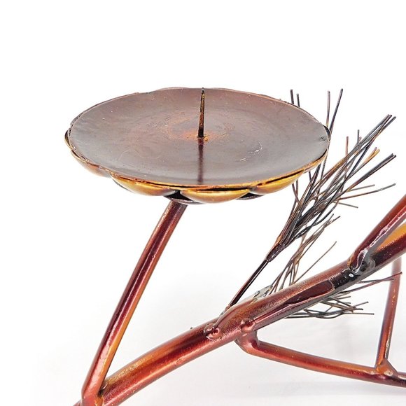 Metallic Pine Branch Cone Candle Holder Centerpiece Copper Finish 8.5" - Picture 6 of 8